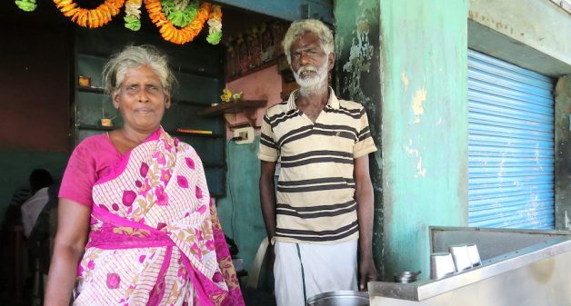 Turnover for the Dharmaraj couple of Valarpuram village, who run a small tea stall, has halved after the demonetization announcement. (Photo by Jency Samuel)