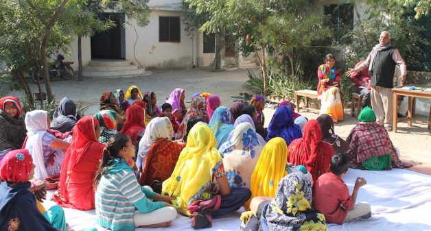A women’s workshop on cleanliness in progress in Majra village. (Photo by Tarun Kanti Bose)