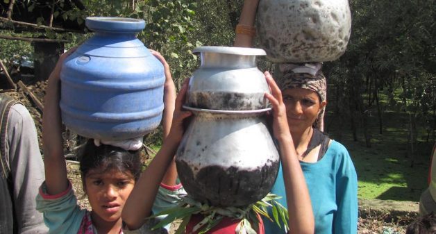 Women and children in J&K spend a lot of time walking to a source of drinking water away from their homes. (Photo by Athar Parvaiz)