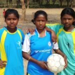 Teenaged Santhal girls Bitti Mardi, Malati Hansda and Arpita Murmu have taken to football, defying traditions and opposition, hopeful of a better future (Photo by Gurvinder Singh)