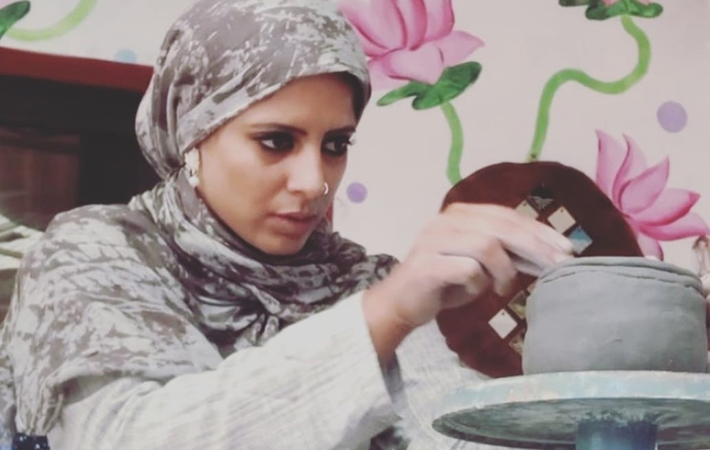 Saima at the potter's wheel