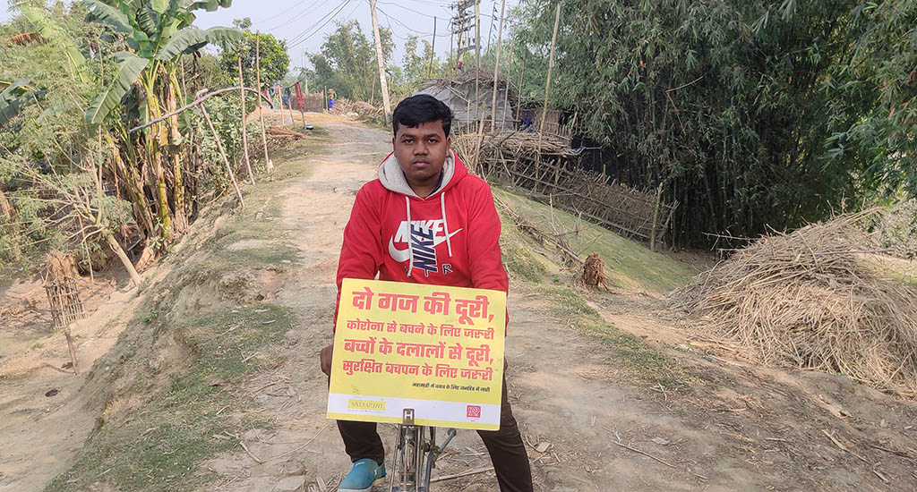 Md Shabaz cycling for awareness about trafficking