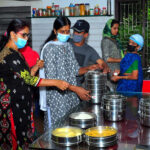 Common kitchens where women collect their meals