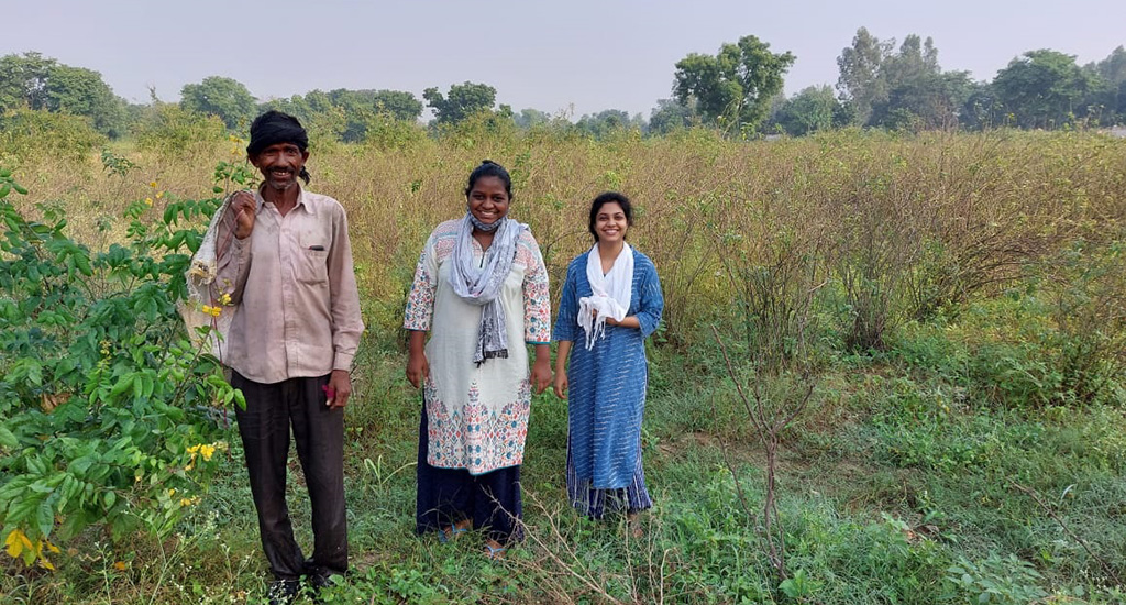 Grishma Kajbaje and her friend during a field visit