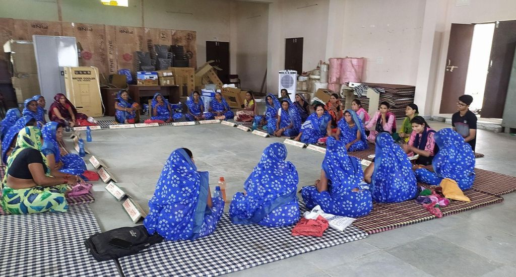 SHGs Cluster level monthly meeting on savings and lendings at Aajeevika Bhavan Manawar, Dhar district